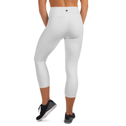 Michigan Upper Peninsula Yoga Capri Leggings (w/ UP Outline) | Birch Bark White