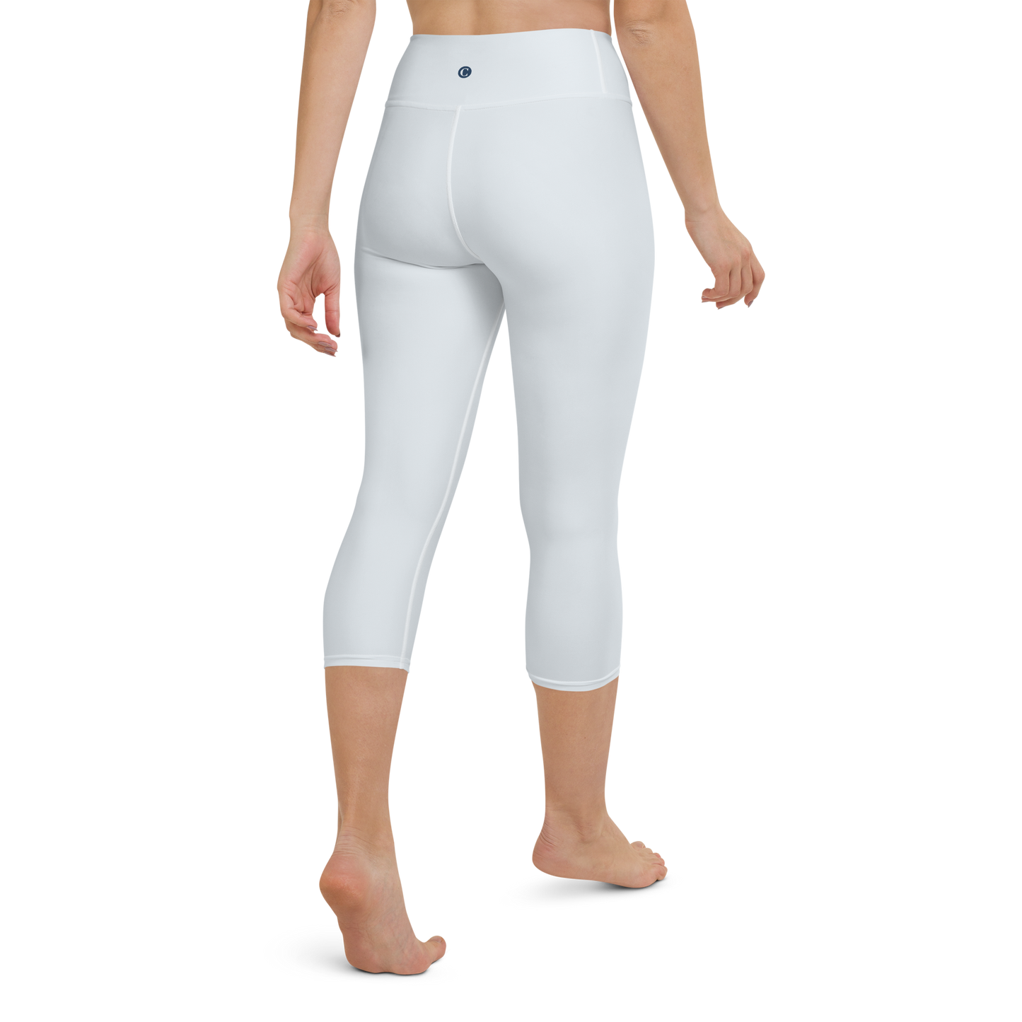 Michigan Upper Peninsula Yoga Capri Leggings (w/ UP Outline) | Gossy White