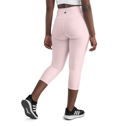 Michigan Upper Peninsula Yoga Capri Leggings (w/ UP Outline) | Pale Pink