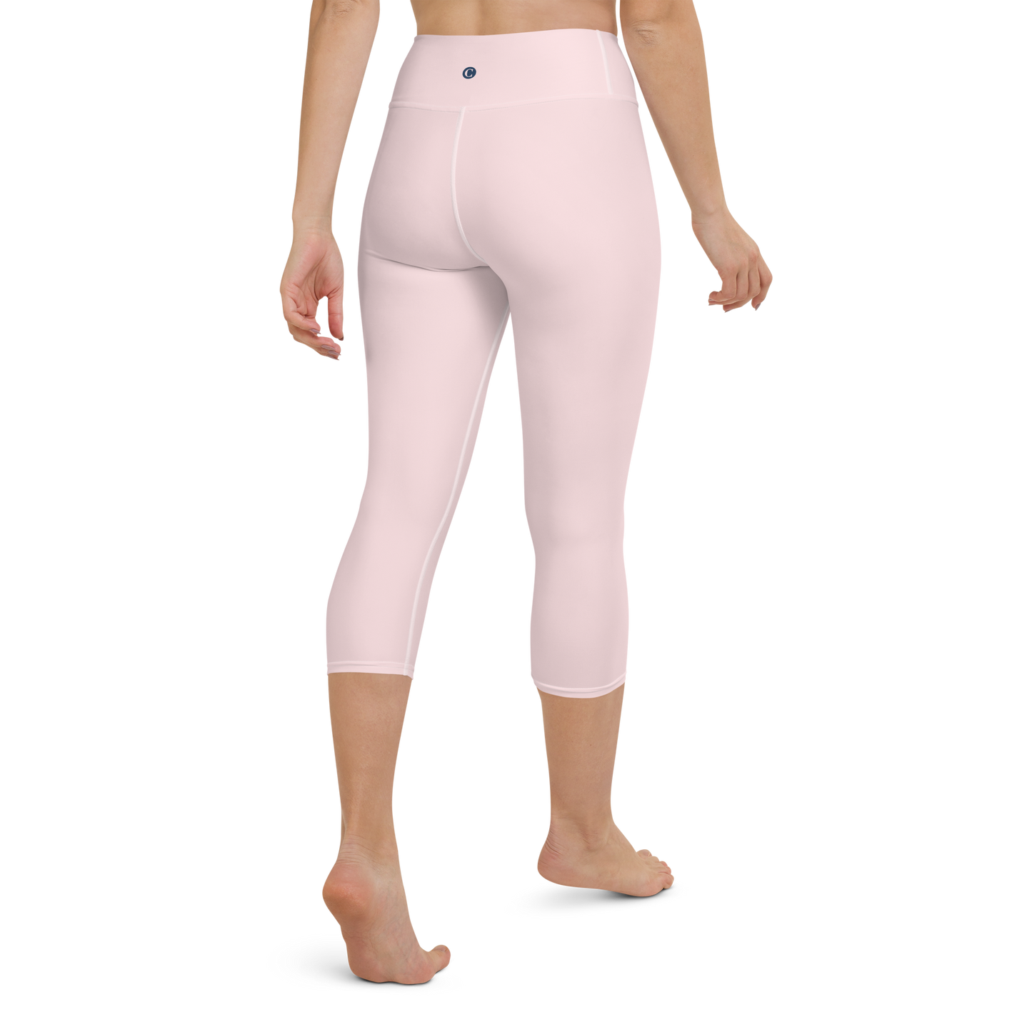 Michigan Upper Peninsula Yoga Capri Leggings (w/ UP Outline) | Pale Pink