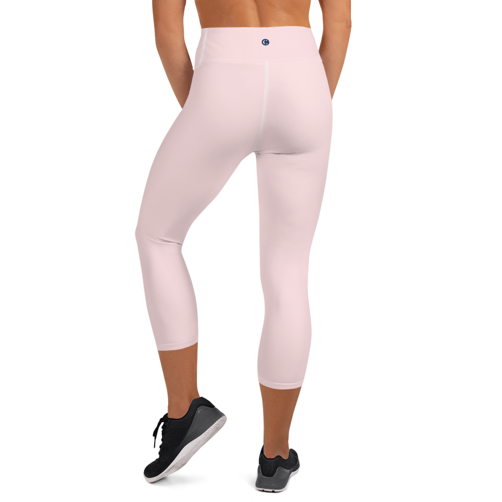 Michigan Upper Peninsula Yoga Capri Leggings (w/ UP Outline) | Pale Pink