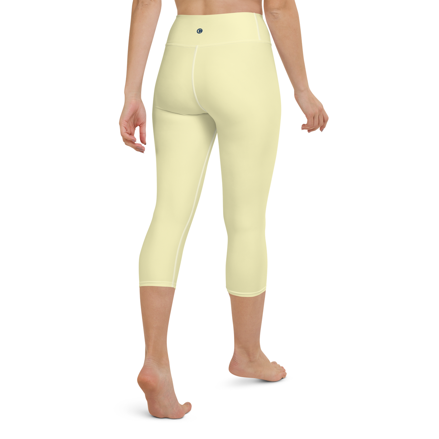 Michigan Upper Peninsula Yoga Capri Leggings (w/ UP Outline) | Canary Yellow