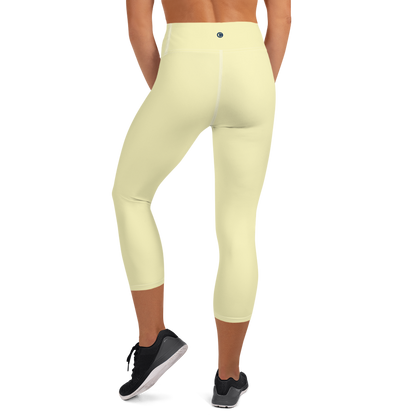 Michigan Upper Peninsula Yoga Capri Leggings (w/ UP Outline) | Canary Yellow