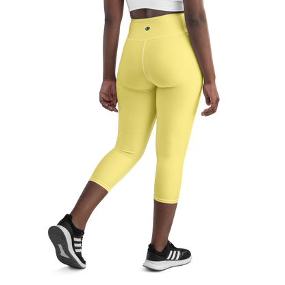 Michigan Upper Peninsula Yoga Capri Leggings (w/ UP Outline) | Cherry Yellow