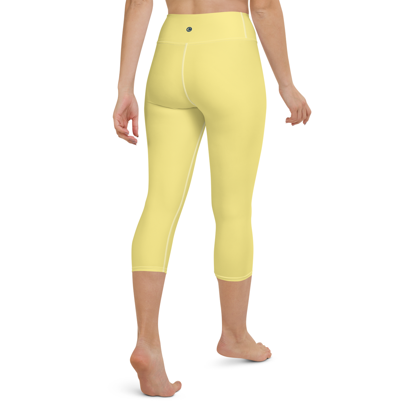 Michigan Upper Peninsula Yoga Capri Leggings (w/ UP Outline) | Cherry Yellow