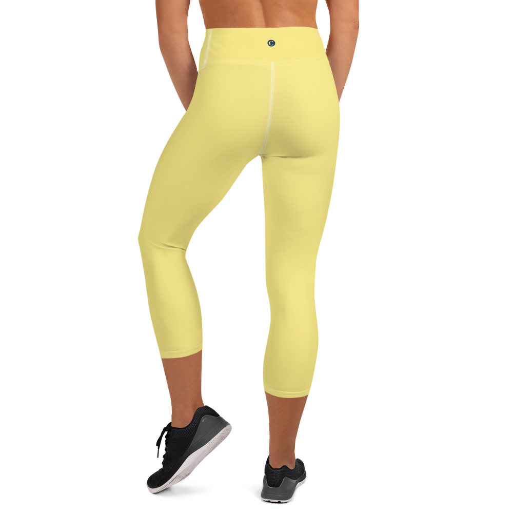 Michigan Upper Peninsula Yoga Capri Leggings (w/ UP Outline) | Cherry Yellow