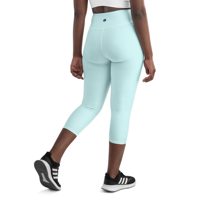 Michigan Upper Peninsula Yoga Capri Leggings (w/ UP Outline) | Cyan