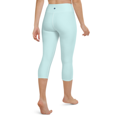 Michigan Upper Peninsula Yoga Capri Leggings (w/ UP Outline) | Cyan