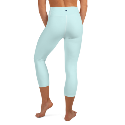 Michigan Upper Peninsula Yoga Capri Leggings (w/ UP Outline) | Cyan