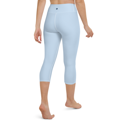 Michigan Upper Peninsula Yoga Capri Leggings (w/ UP Outline) | Light Blue