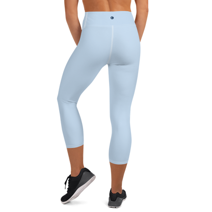 Michigan Upper Peninsula Yoga Capri Leggings (w/ UP Outline) | Light Blue