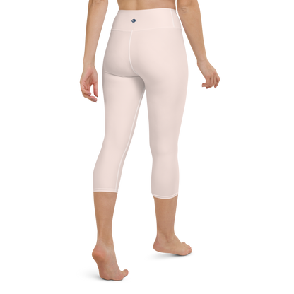 Michigan Upper Peninsula Yoga Capri Leggings (w/ UP Outline) | Champagne Pink