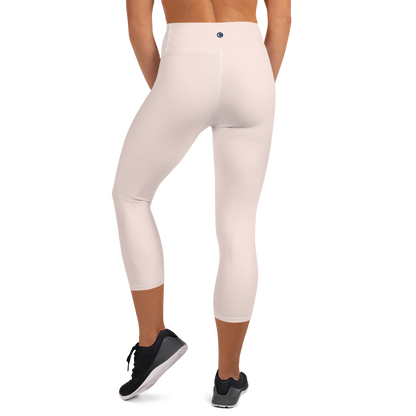 Michigan Upper Peninsula Yoga Capri Leggings (w/ UP Outline) | Champagne Pink