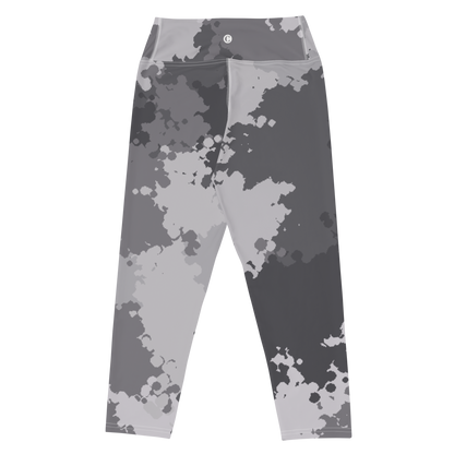 Michigan Upper Peninsula Yoga Capri Leggings (w/ UP Outline) | Iron Ore Grey