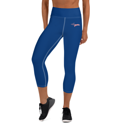 Michigan Upper Peninsula Yoga Capri Leggings (w/ UP USA Flag) | Dearborn Blue