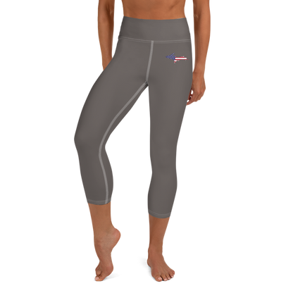 Michigan Upper Peninsula Yoga Capri Leggings (w/ UP USA Flag) | Warren Tank Grey