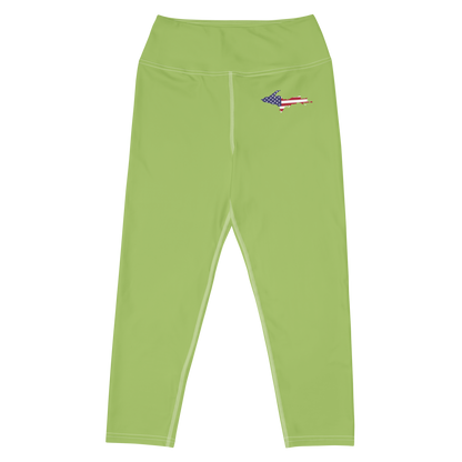 Michigan Upper Peninsula Yoga Capri Leggings (w/ UP USA Flag) | Gooseberry Green