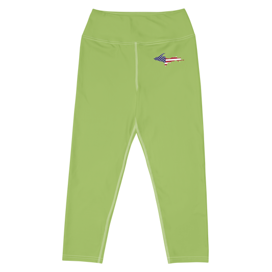 Michigan Upper Peninsula Yoga Capri Leggings (w/ UP USA Flag) | Gooseberry Green