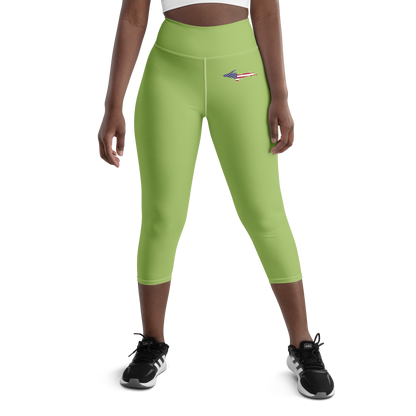 Michigan Upper Peninsula Yoga Capri Leggings (w/ UP USA Flag) | Gooseberry Green