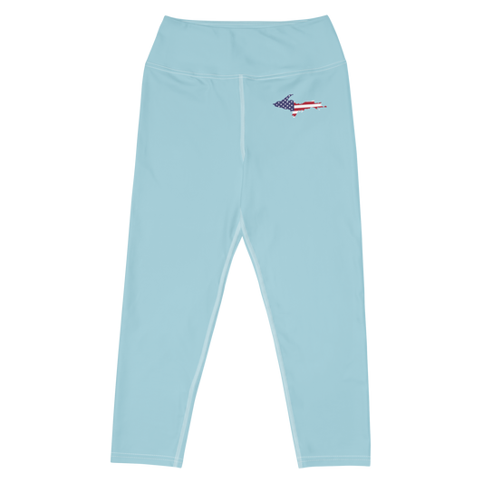 Michigan Upper Peninsula Yoga Capri Leggings (w/ UP USA Flag) | '58 Caddie Blue