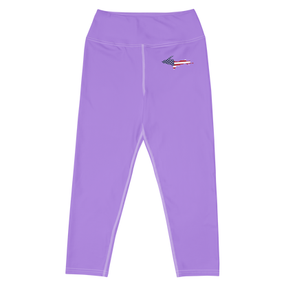 Michigan Upper Peninsula Yoga Capri Leggings (w/ UP USA Flag) | Lavender