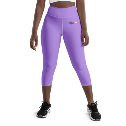 Michigan Upper Peninsula Yoga Capri Leggings (w/ UP USA Flag) | Lavender