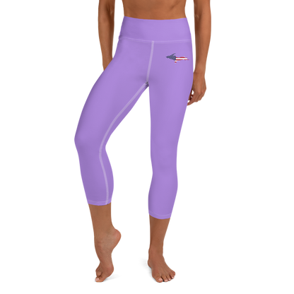 Michigan Upper Peninsula Yoga Capri Leggings (w/ UP USA Flag) | Lavender