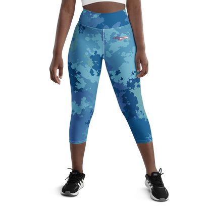 Michigan Upper Peninsula Yoga Capri Leggings (w/ UP USA Flag) | Great Lakes Camo