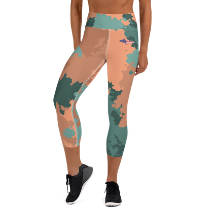 Michigan Upper Peninsula Yoga Capri Leggings (w/ UP USA Flag) | Copper Country Camo