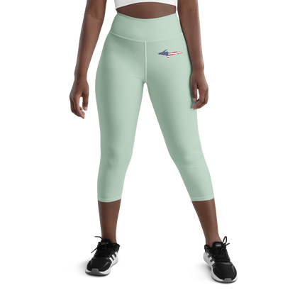 Michigan Upper Peninsula Yoga Capri Leggings (w/ UP USA Flag) | Sea Green