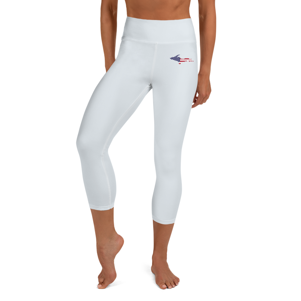 Michigan Upper Peninsula Yoga Leggings (w/ UP USA Flag) | Gossy White