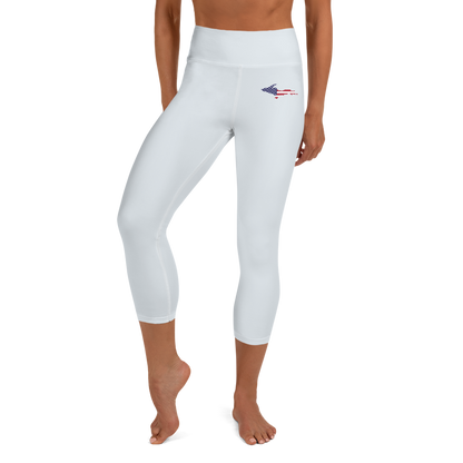 Michigan Upper Peninsula Yoga Leggings (w/ UP USA Flag) | Gossy White