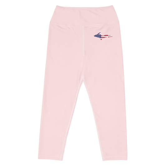 Michigan Upper Peninsula Yoga Leggings (w/ UP USA Flag) | Pale Pink