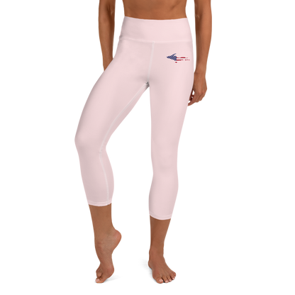 Michigan Upper Peninsula Yoga Leggings (w/ UP USA Flag) | Pale Pink