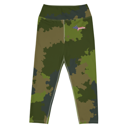 Michigan Upper Peninsula Yoga Leggings (w/ UP USA Flag) | Woodland Camo