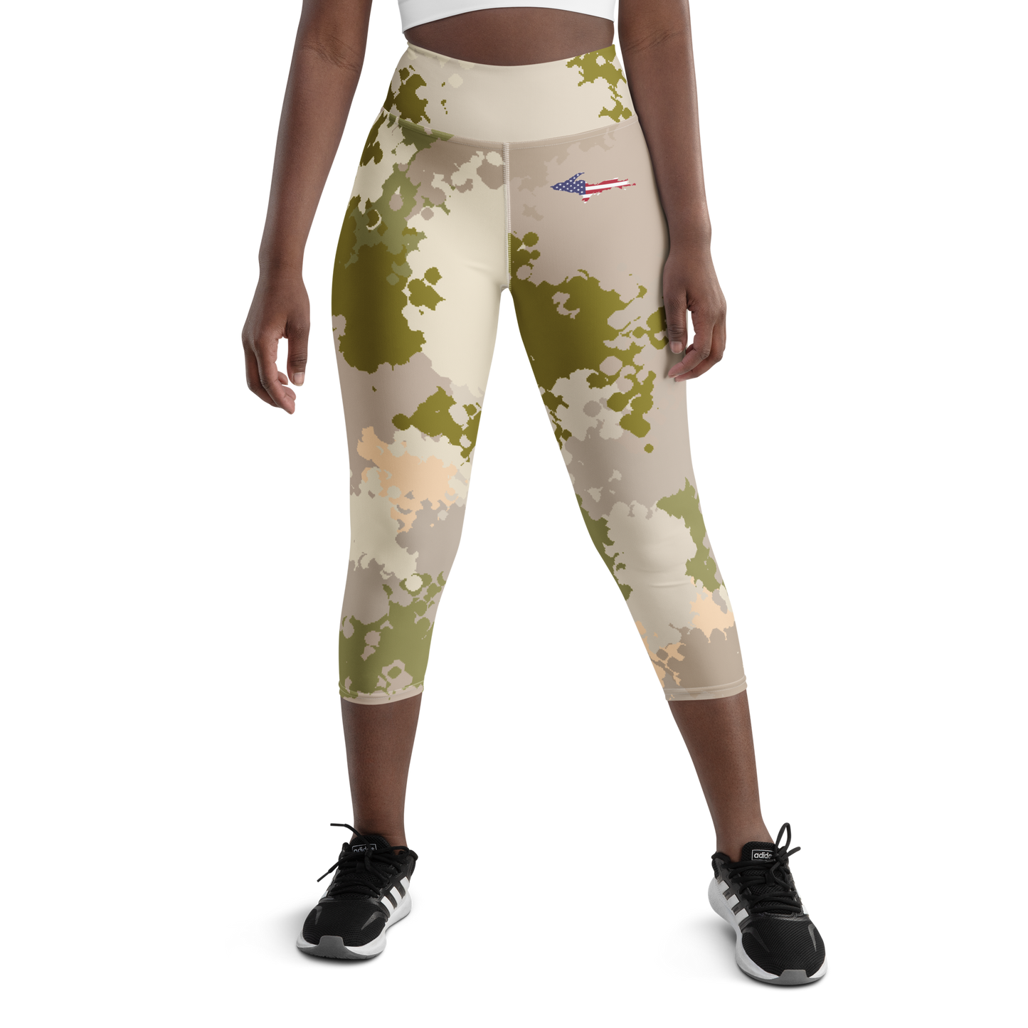 Michigan Upper Peninsula Yoga Leggings (w/ UP USA Flag) | Rosy Mound Camo