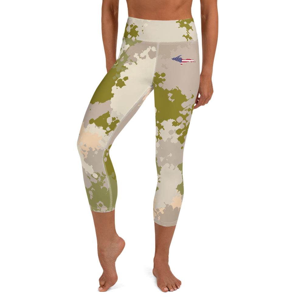 Michigan Upper Peninsula Yoga Leggings (w/ UP USA Flag) | Rosy Mound Camo