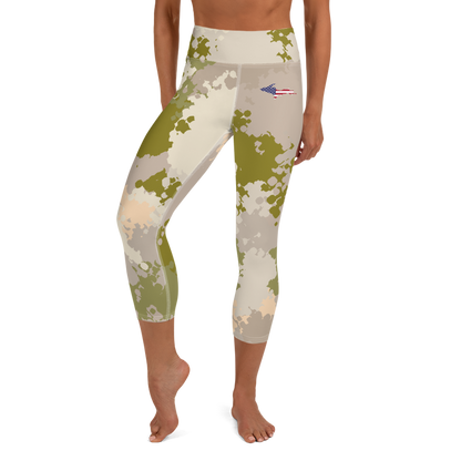 Michigan Upper Peninsula Yoga Leggings (w/ UP USA Flag) | Rosy Mound Camo