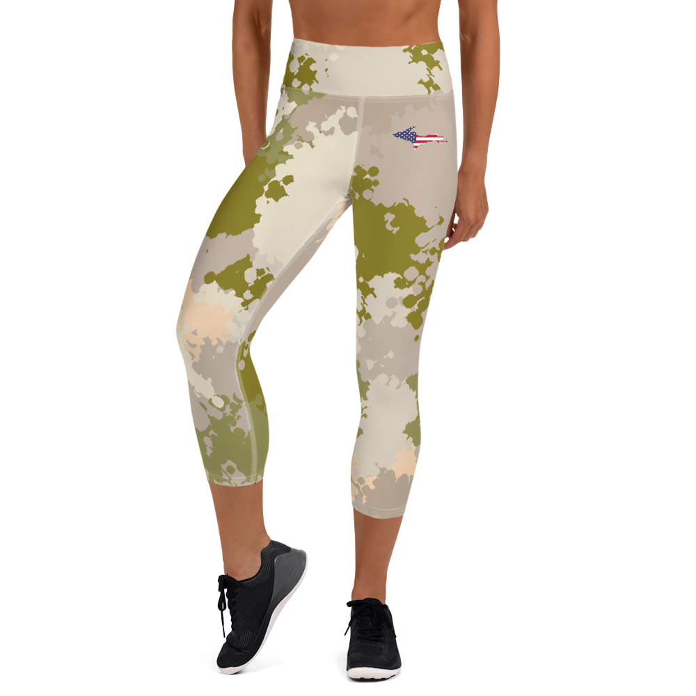 Michigan Upper Peninsula Yoga Leggings (w/ UP USA Flag) | Rosy Mound Camo