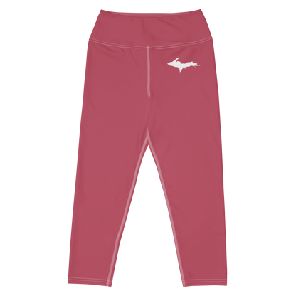 Michigan Upper Peninsula Yoga Capri Leggings (w/ UP Outline) | Popstar Pink