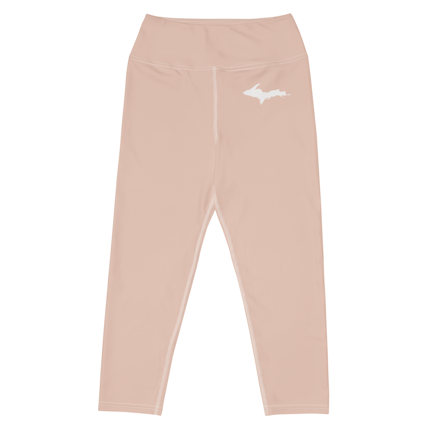 Michigan Upper Peninsula Yoga Capri Leggings (w/ UP Outline) | Rose Gold