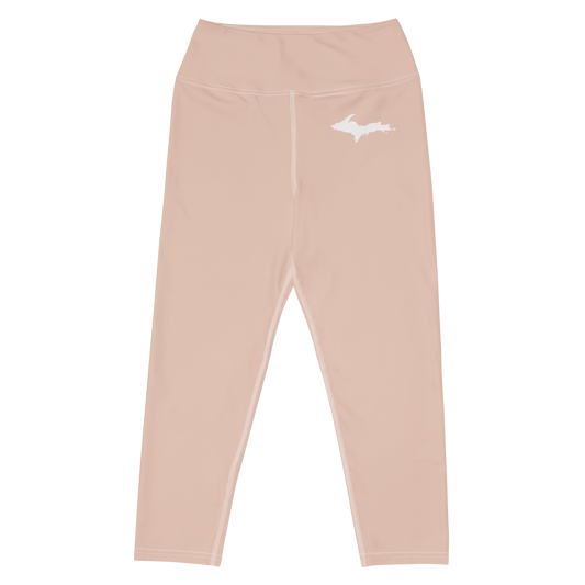 Michigan Upper Peninsula Yoga Capri Leggings (w/ UP Outline) | Rose Gold