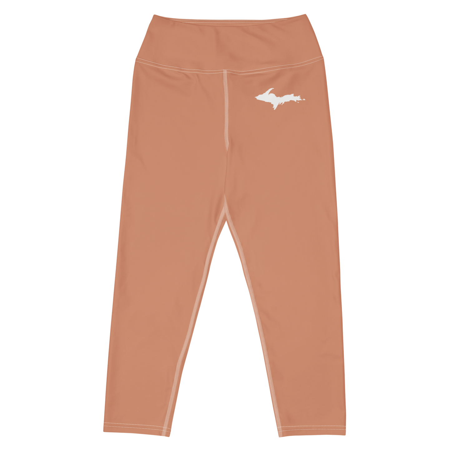 Michigan Upper Peninsula Yoga Capri Leggings (w/ UP Outline) | Copper Color