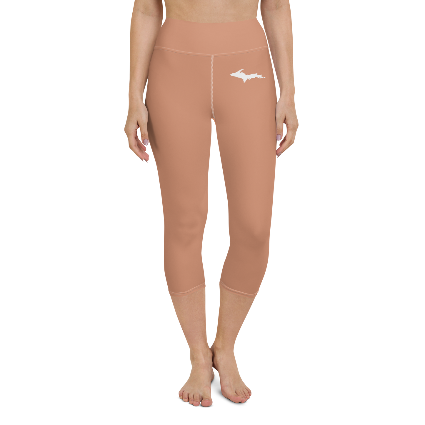 Michigan Upper Peninsula Yoga Capri Leggings (w/ UP Outline) | Copper Color