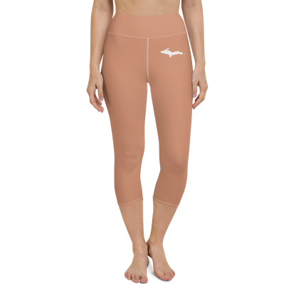 Michigan Upper Peninsula Yoga Capri Leggings (w/ UP Outline) | Copper Color