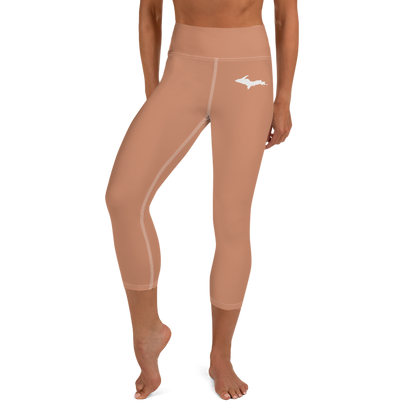 Michigan Upper Peninsula Yoga Capri Leggings (w/ UP Outline) | Copper Color