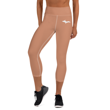 Michigan Upper Peninsula Yoga Capri Leggings (w/ UP Outline) | Copper Color