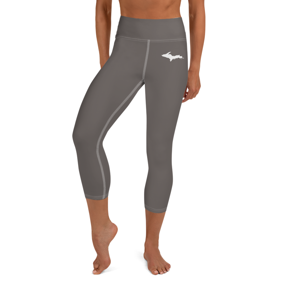 Michigan Upper Peninsula Yoga Capri Leggings (w/ UP Outline) | Warren Tank Grey