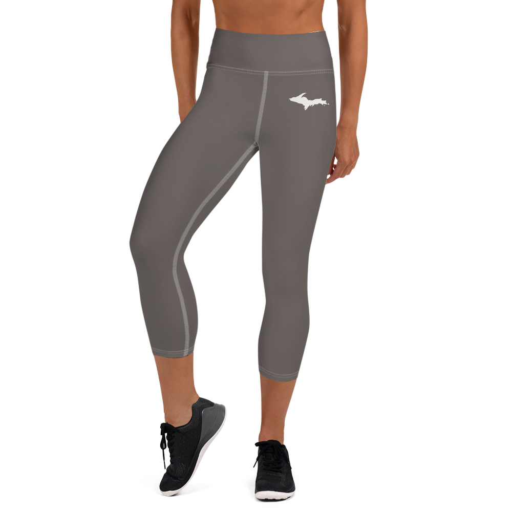 Michigan Upper Peninsula Yoga Capri Leggings (w/ UP Outline) | Warren Tank Grey