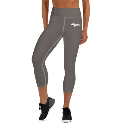 Michigan Upper Peninsula Yoga Capri Leggings (w/ UP Outline) | Warren Tank Grey